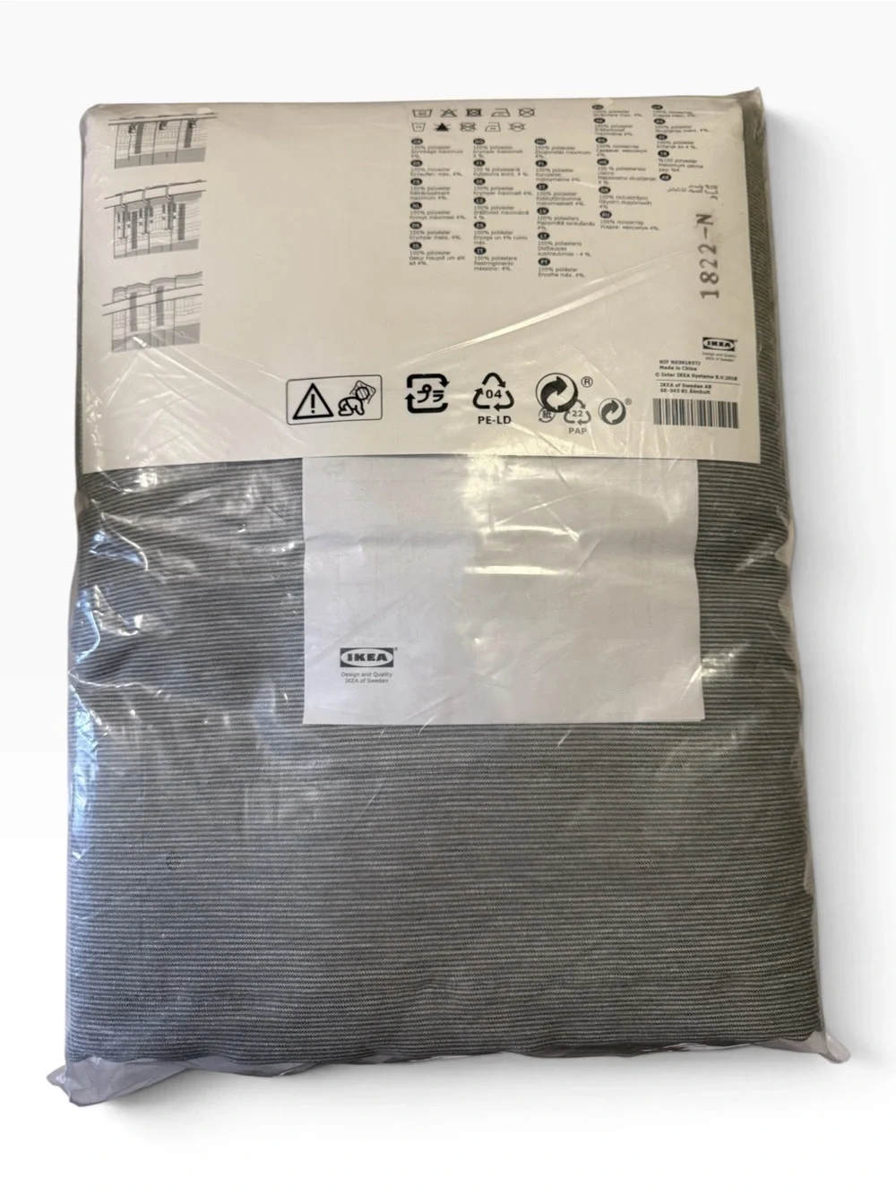 IKEA VILBORG Room Darkening Curtains - Gray Striped